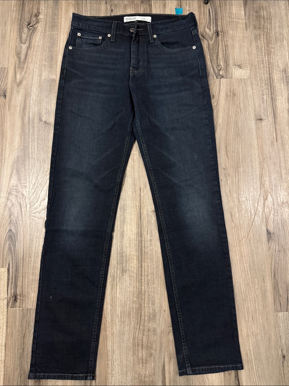 Signature by Levi Strauss Men's Slim Straight Jeans - Dark Indigo Black